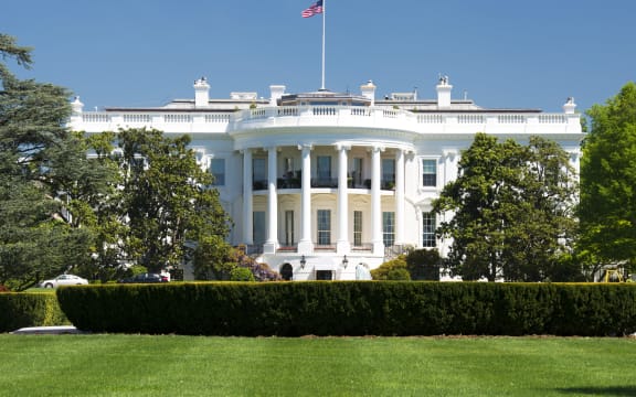 White House on deep blue sky background