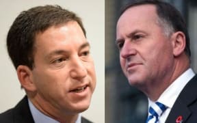 Glenn Greenwald (L) and John Key