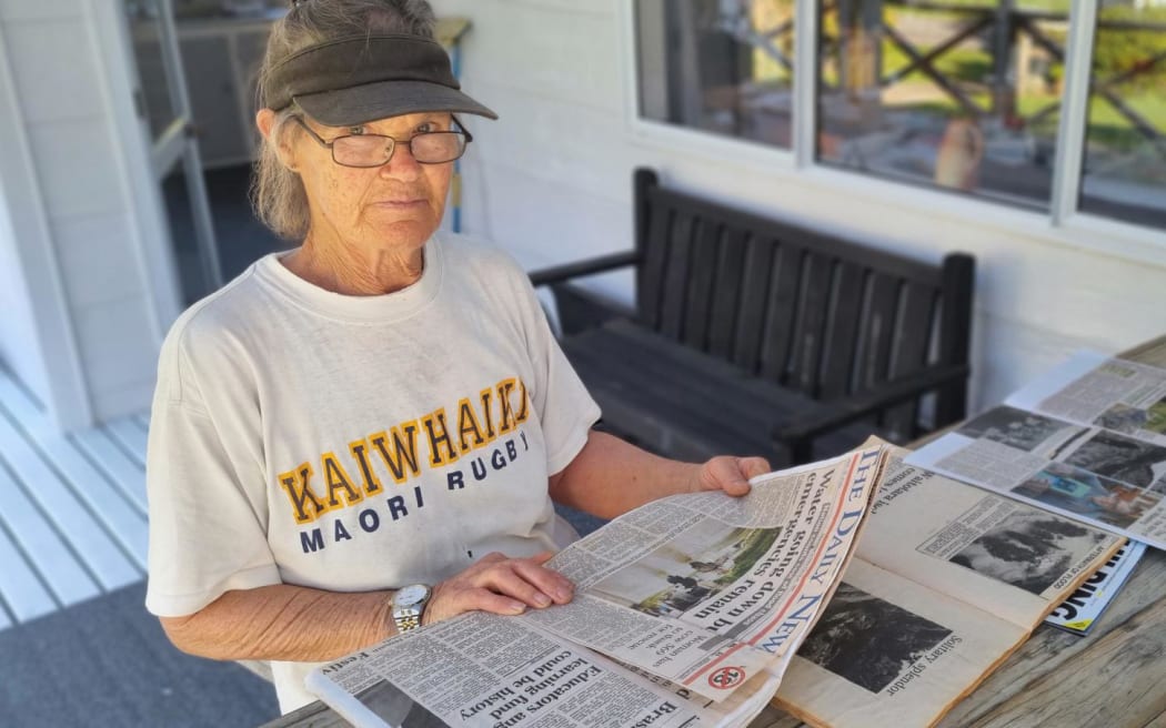 Dianne Frewin, who has lived on the Waitotara Valley Road most of her life, has scrapbooks full of newsclippings from previous floods.