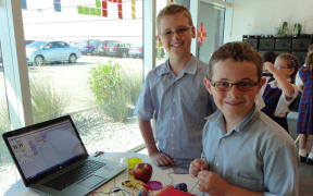 Apples, bananas and cabbage was all that these boys from St Theresa's school needed to create a musical instrument.