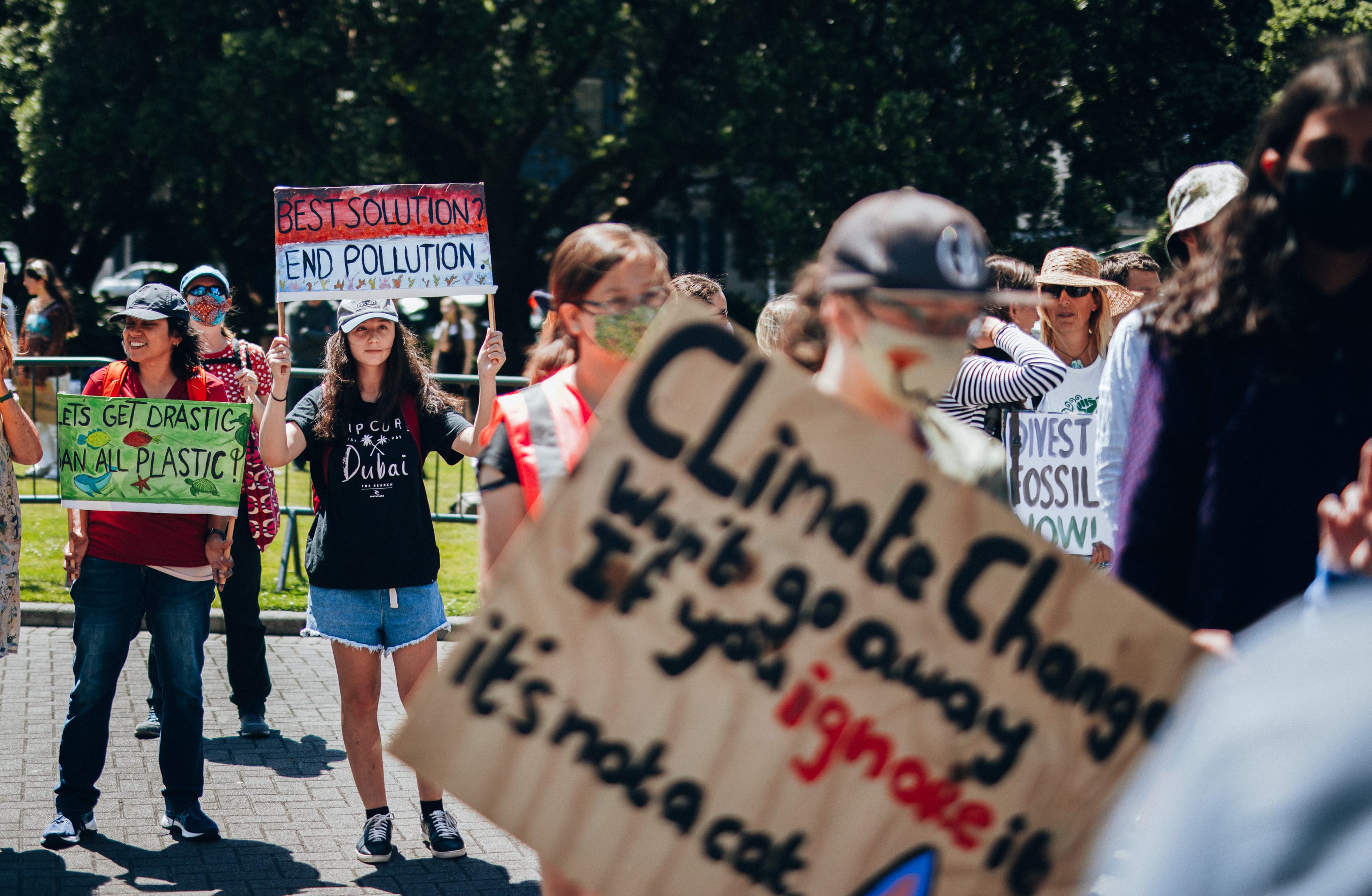 People gathered outside parliament for the School Strike 4 Climate on 26 January, 2021.