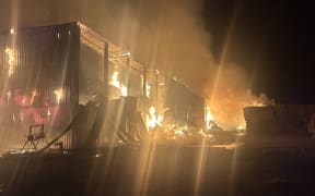 Photos of the overnight blaze at Quigley Contracting in Winslow on 14 May.