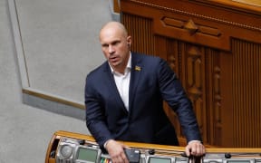 This file photo, taken in Kyiv, Ukraine, on October 2, 2019, is showing pro-Kremlin Ukrainian politician Illia Kyva during a Ukrainian Parliament meeting. (Photo by STR/NurPhoto) (Photo by NurPhoto / NurPhoto via AFP)