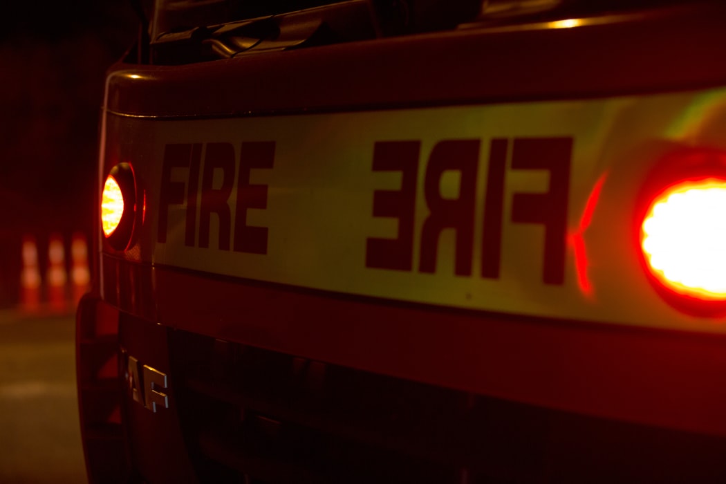 A fire truck at the scene on Waimarama Rd.
