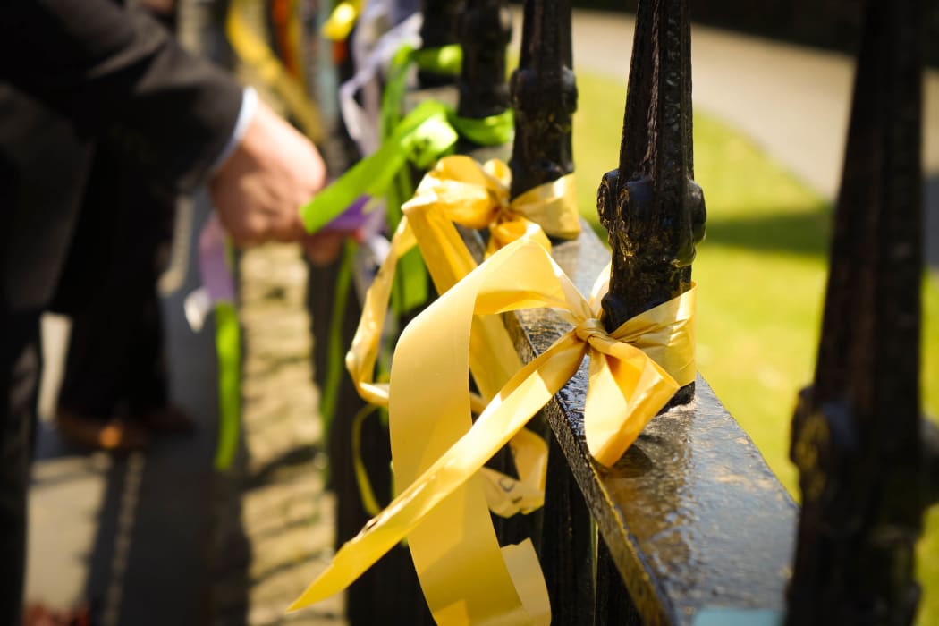 Last day of the Royal Commission into Abuse in Care.  Attendees and witnesses tied ribbons at the nearby St Patrick and St Joseph Cathedral.