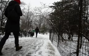 Brooklyn's Prospect Park following an evening storm on Saturday. Forecasters are warning a massive blizzard is on the way.