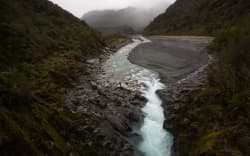 The Waitaha River, southwest of Hokitika, West Coast