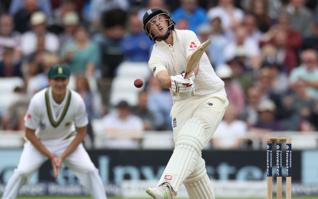 Joe Root is struck by a Morne Morkel delivery during the 2nd Test Match between England and South Africa