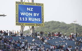 Electronic screen during the 2nd Test Match between India and New Zealand in Pune.