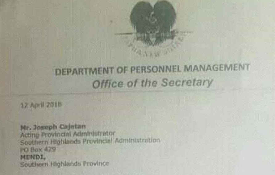 A leaked letter from the Department of Personal Management shows that Mr Joseph Catejan was appointed.