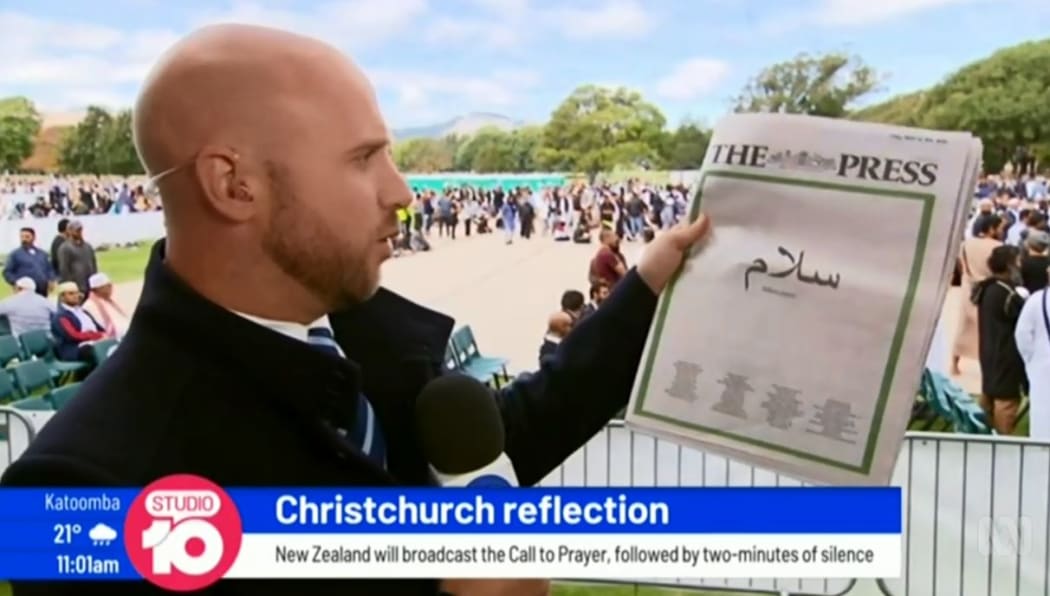 Daniel Sutton of Australia's Channel 10 praises The Press at last Friday's vigil.