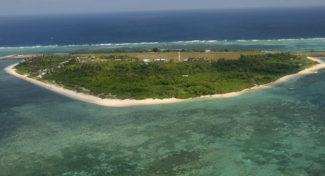An aerial photo shows Thitu Island, part of the disputed Spratly group of islands, in the South China Sea.