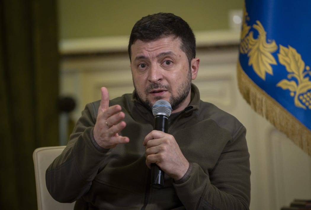 Ukraine President Volodymyr Zelenskyy holds a press conference in Kyiv, Ukraine on 12 March 2022.