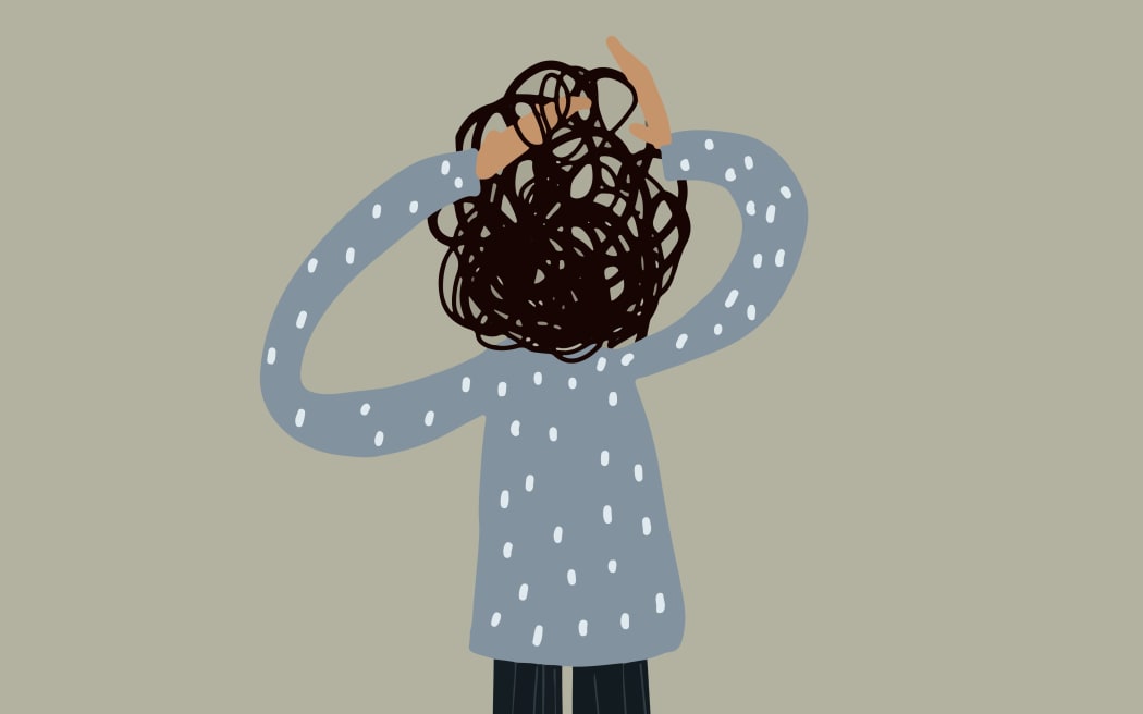 Worried person, illustration.