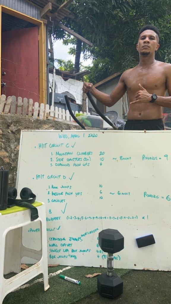 PNG's top cricketers, including CJ Amini, have been challenging and motivating each other with their home workouts.