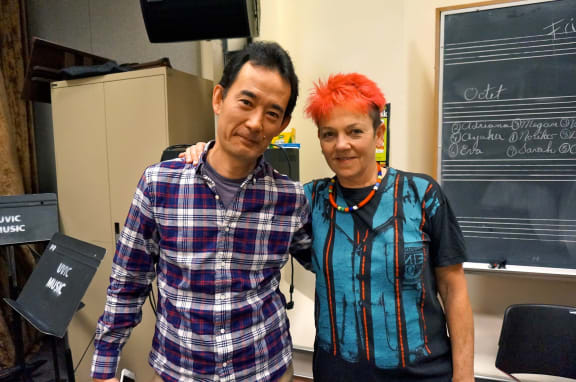Hiroshi Ikematsu and Victoria Jones at Karr Kamp for bass players in Canada