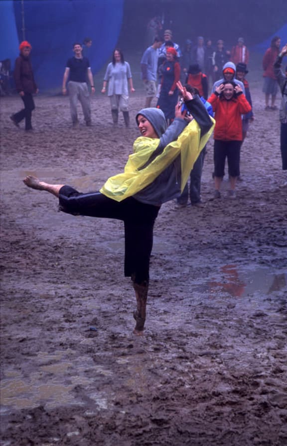 Dancing in the mud at The Gathering 2000.