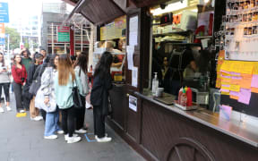 The line at Number 1 Pancake on its final day open.