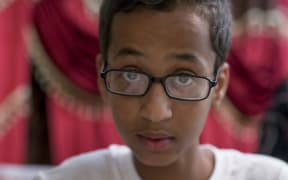 Ahmed Mohamed, a Texas Muslim teen arrested after taking his homemade clock to school, poses at his house in Irving, Texas on September 17, 2015.