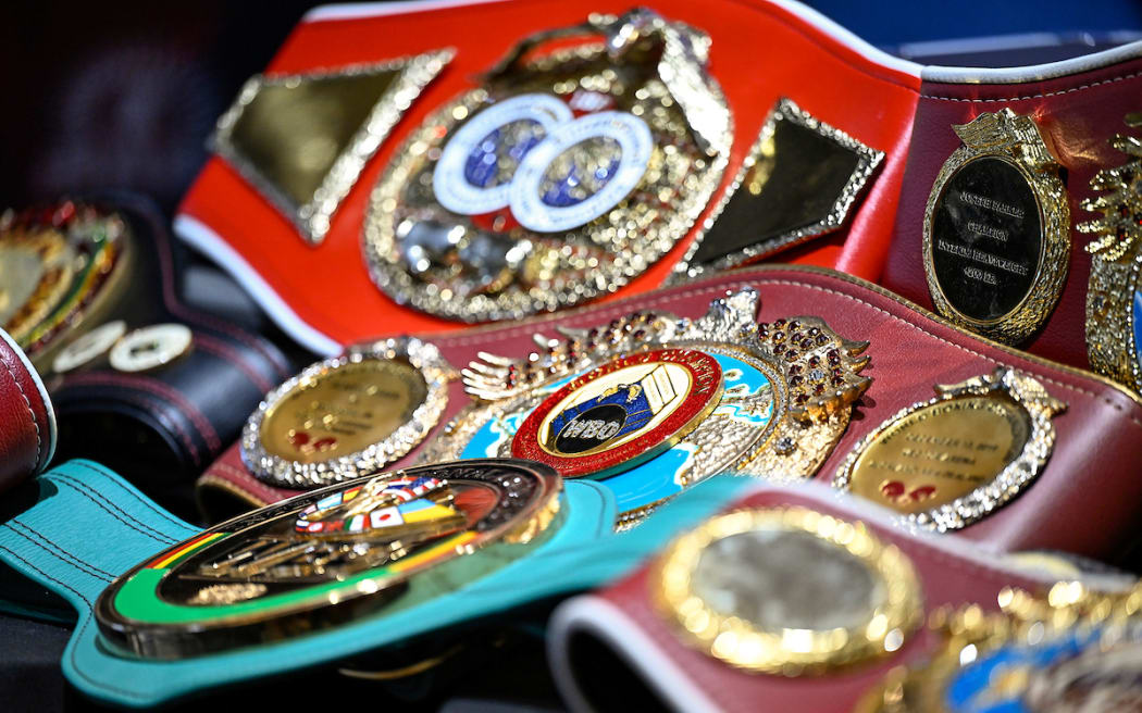 WBO World Champion belt on display.