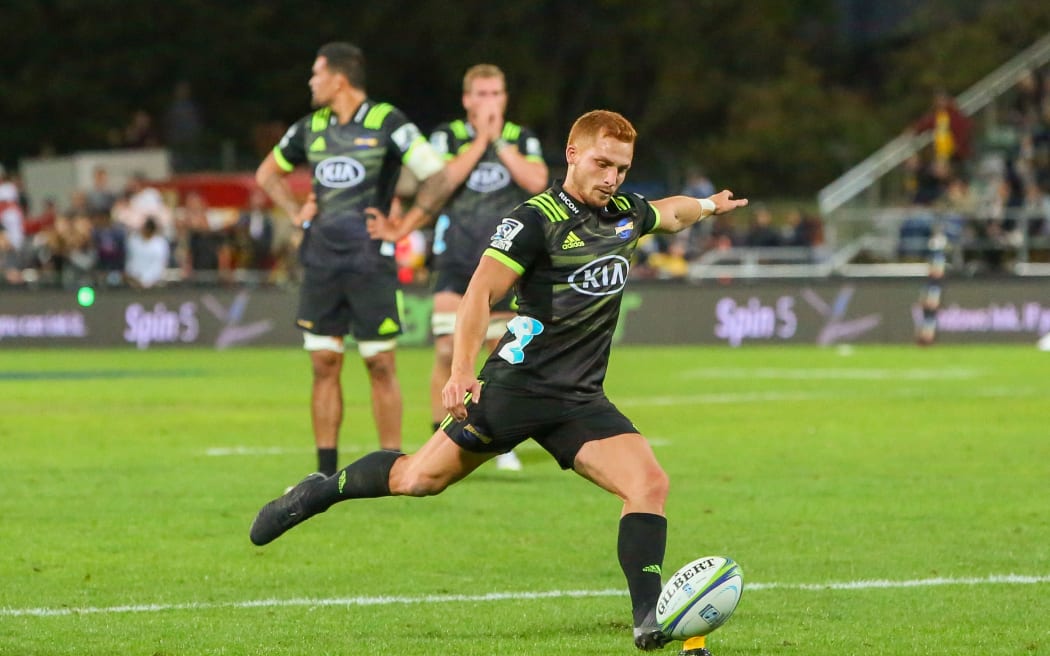 Hurricane's Ihaia West kicking winning conversion