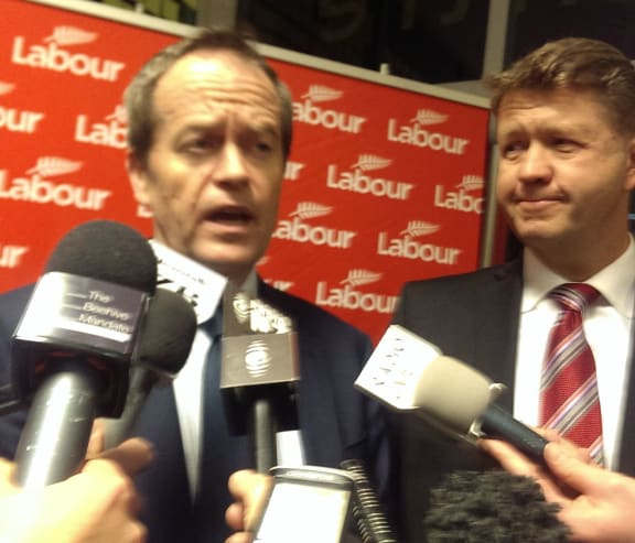 Bill Shorten and David Cunliffe at the conference.
