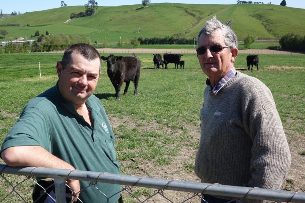 Nigel (left) and Colin Gibbs on their Wakefield sheep and cattle farm.