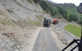 A view from the army convoy heading to Kaikōura on the inland road from Culverden, on 24 November 2016.