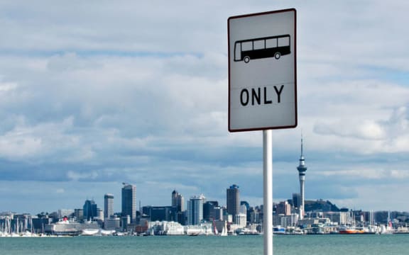 Bus stop in Auckland