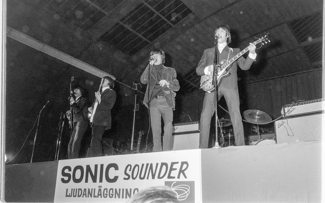The Rolling Stones playing in Stockholm in April, 1965. From left, Bill Wyman, Keith Richards, Mick Jagger, Brian Jones.