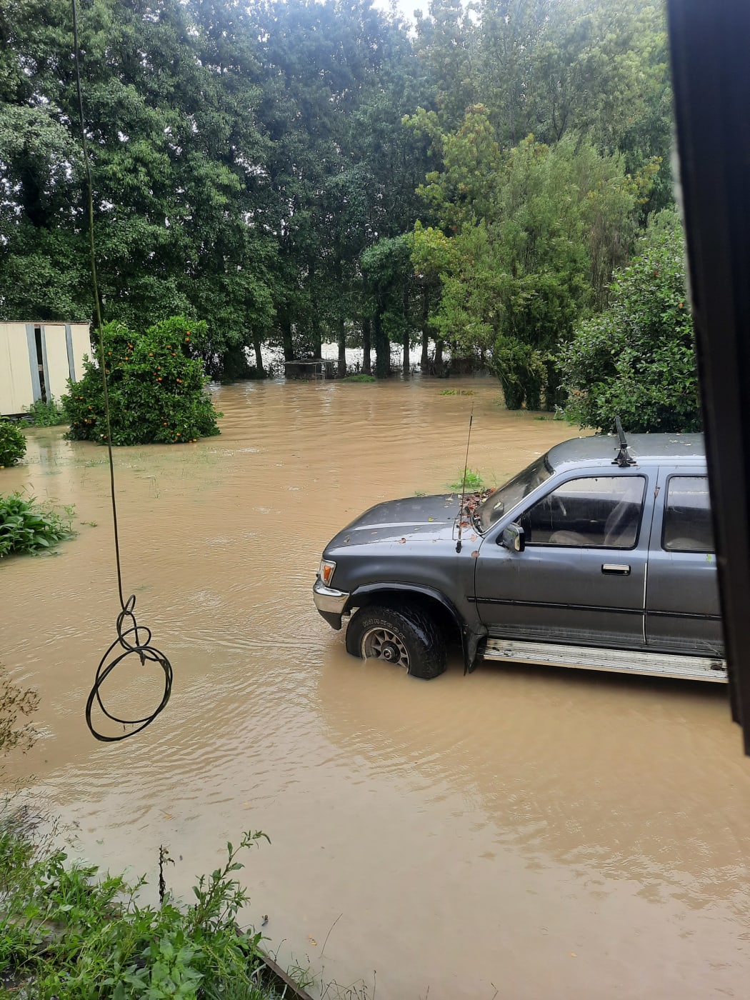 Suzie Hanson says her son went surfing after the rain.