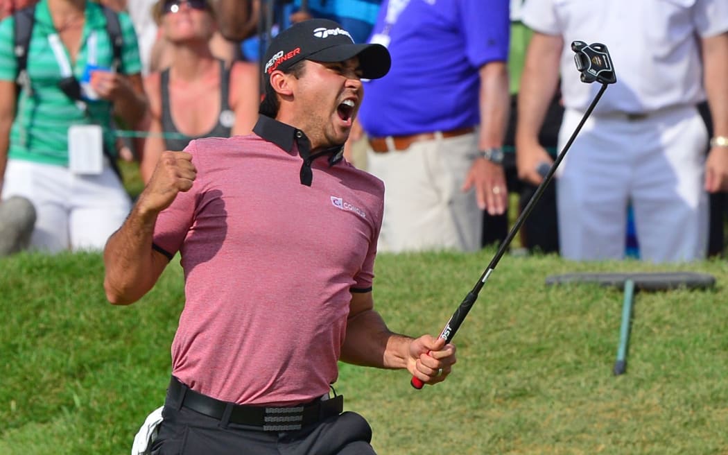 Jason Day celebrates his victory at the Canadian Open, 2015.