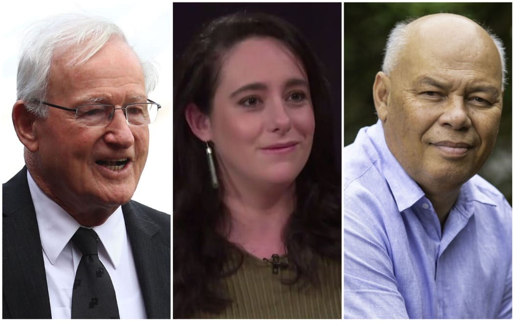 Former prime minister Jim Bolger, Victoria University associate professor of political science Dr Lara Greaves and Auckland University's Sir Collin Tukuitonga.