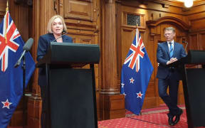 National leader Judith Collins and finance spokesperson Paul Goldsmith after the release of the pre-election economic and fiscal update at Parliament.