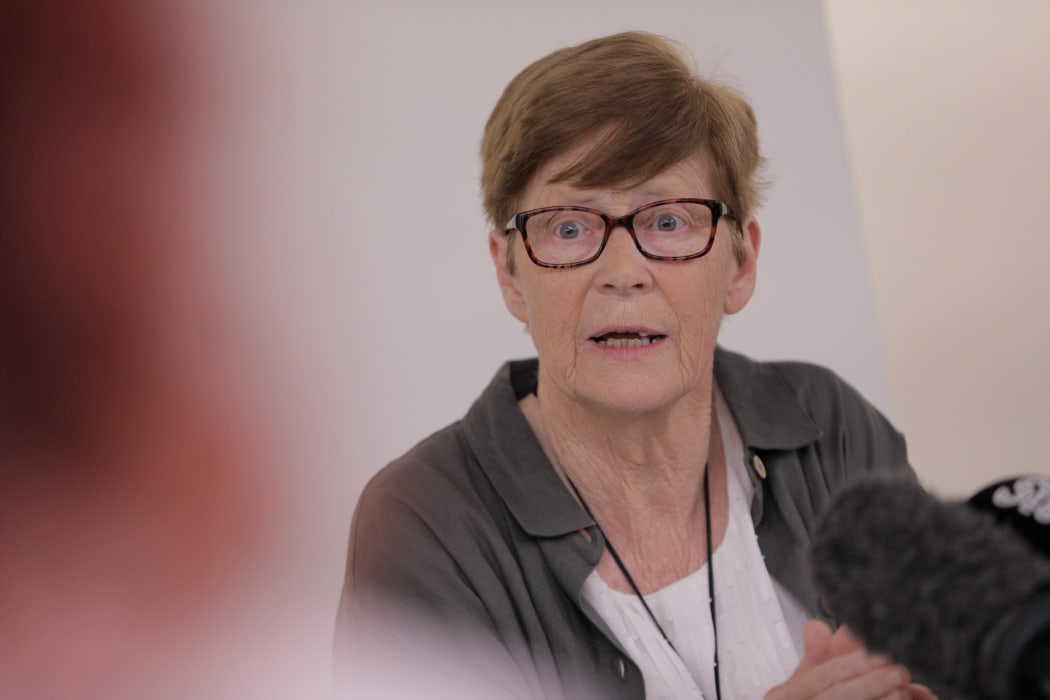 Dame Karen Poutasi addresses media.