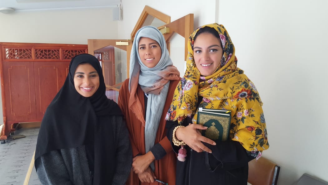 (From left) Haya Al Sammari, Nihal Felemban and Sara Omar have travelled from Saudi Arabia to meet with the families of those killed in the attacks.
