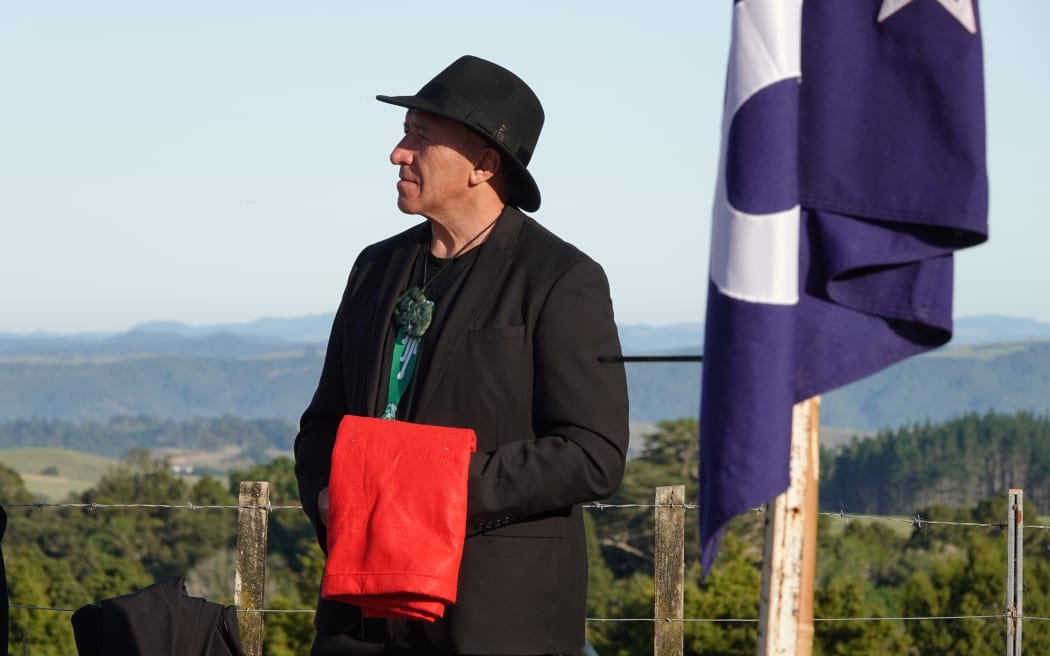 Te Ruapekapeka Trust chairman Pita Tipene listens to the speeches.