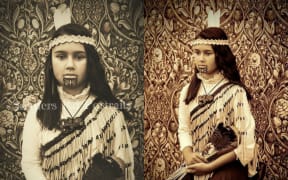 The girl's father took the photo on the left, while the photo on the right has appeared on an overseas website.