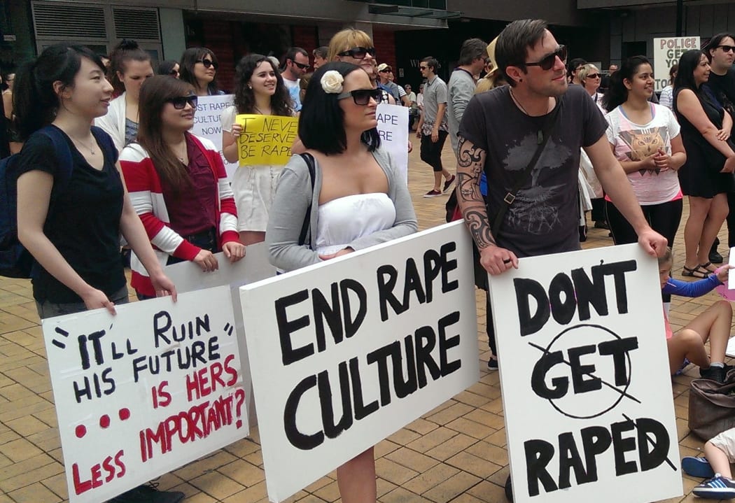 Marchers gather at Britomart at the start of the Auckland demonstration.