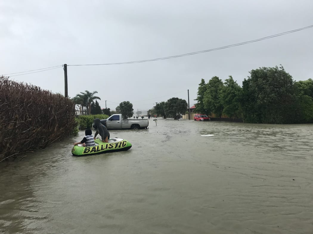 Flooding on Kowhai Ave in Kaiaua.