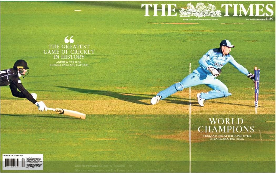 The Times in the UK produced this wrap around for their Sunday edition after England won the World Cup. But the media build up was a bit much for Gavin Ellis.