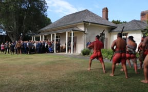 The powhiri at Waitangi as senior politicians arrived on 4 February
