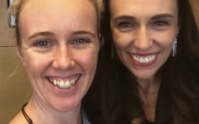 Actor Sophie Hambleton with Dame Jacinda Ardern