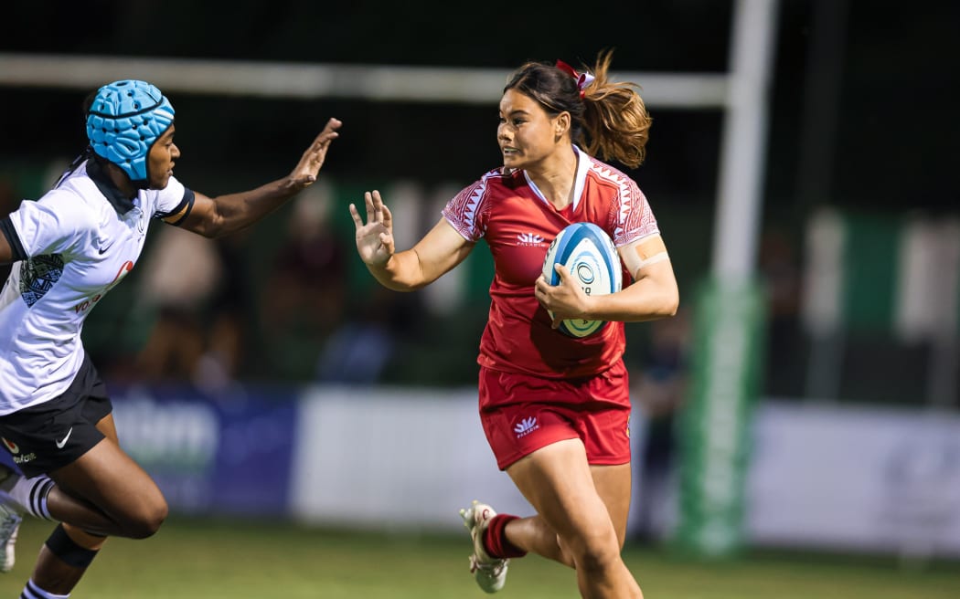 Tonga and Fijiana women facing up in Brisbane last Friday night in the Oceania Women's Rugby Championship competition. Fiji won 48-3. Photo: Oceania Rugby