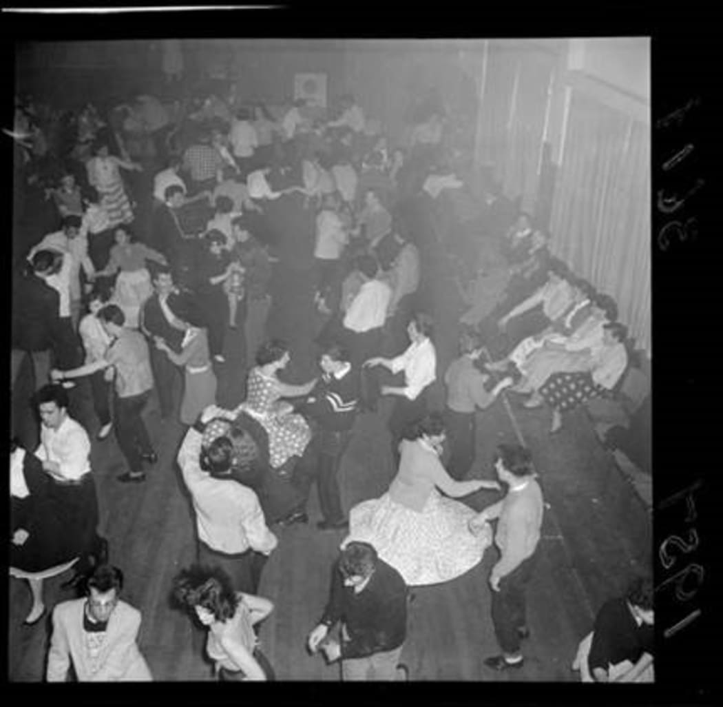 Rock and roll dancers at Youth Club, Taita, Lower Hutt. (Evening post)