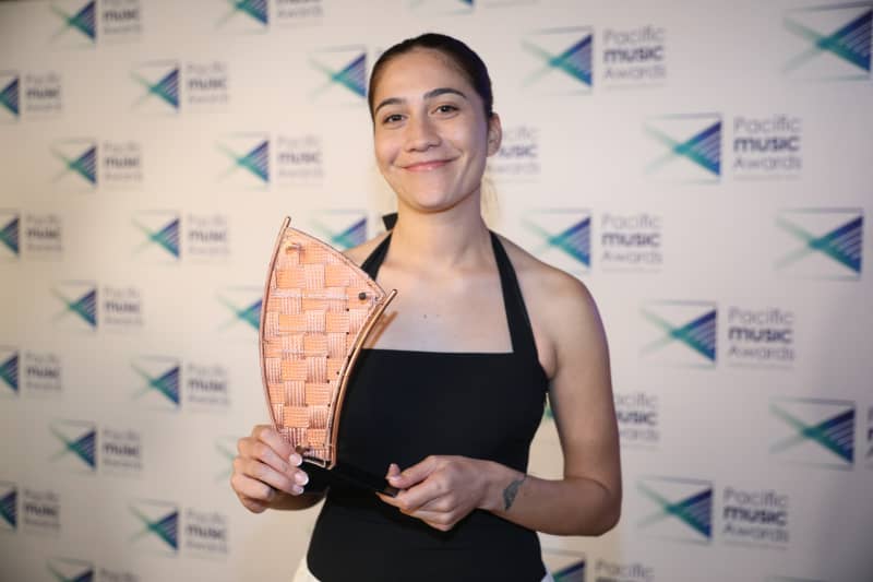 2025 Pacific Music Awards winner late DJ MU's daughter Mia Faiumu (accepted award on his behalf)