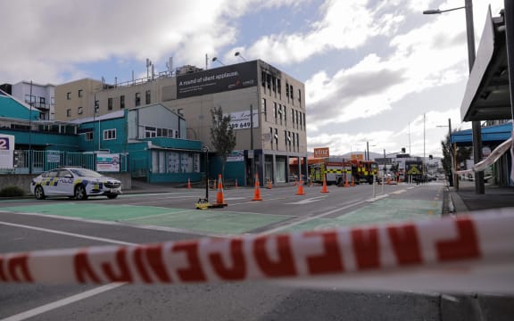Emergency tape remains at the scene of a fatal fire at Loafers Lodge in Wellington on 16 May, 2023.