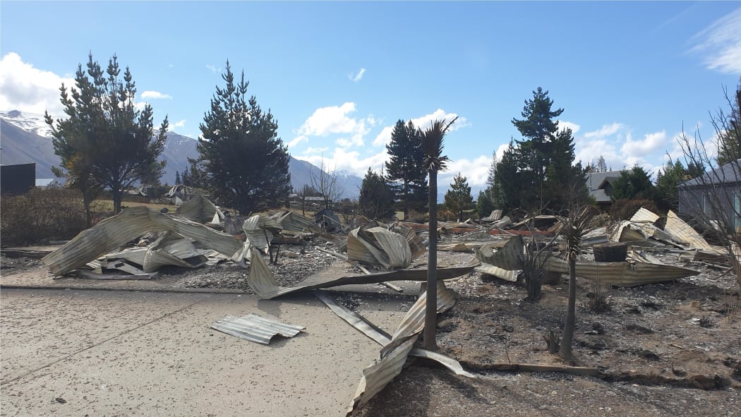 Fire damage at Lake Ohau village.