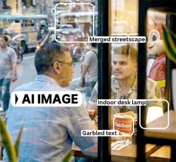 An AI-generated image that falsely claims Naveed Akram met with the defence attache of India to the Philippines before the attack.