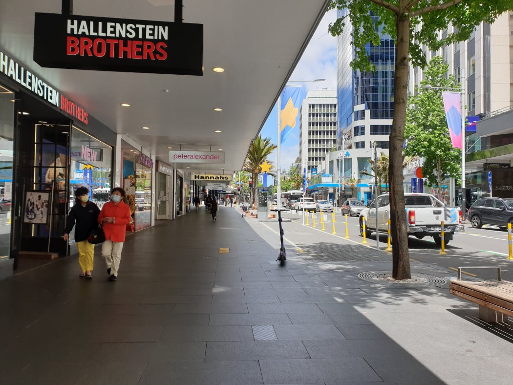 A quiet Queen Street in central Auckland on Friday 13/11/20.